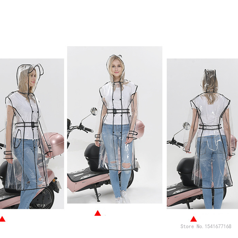 EVA Waterproof Transparent Plastic Clear Long Ladies Raincoats Women Men Rain Coat Jackets Hooded with Belt poncho