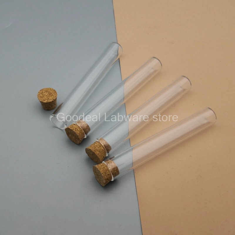 20Pcs 50 Stuks 100 Stuks Lab 12X75Mm Vlakke Bodem Glazen Reageerbuis Met Kurk Mini flacon Container Schoolbenodigdheden