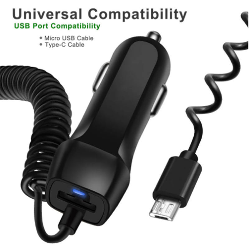 Car Charger With USB Cable For Samsung S20 S21 Plus Xiaomi Micro USB Type C for Huawei P40 Samsung Fast Car Phone Charger Kabel