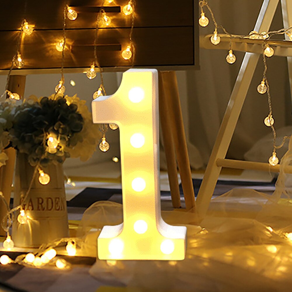 LED Digital Light Number Lamp Alphabet LED Digital Wedding Decoration Light Up White Plastic Digital Standing Hanging Lights: B