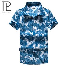 Mannen Shirt Mannelijke Zomer Korte Mouw Zee Strand Surfen Hawaiian Shirts Katoenen Shirt Plus Size M-4XL Heren Kleding
