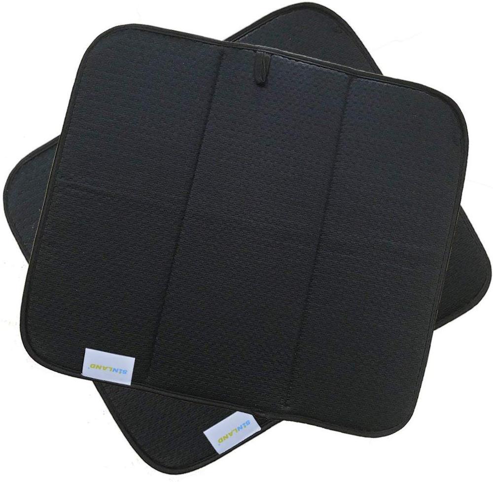 Sunland Home Microfiber Dish Drying Mat Dish Drying Rack Pads Kitchen Counter Mat Super Absorbent 16InX18In 2 Packs: black