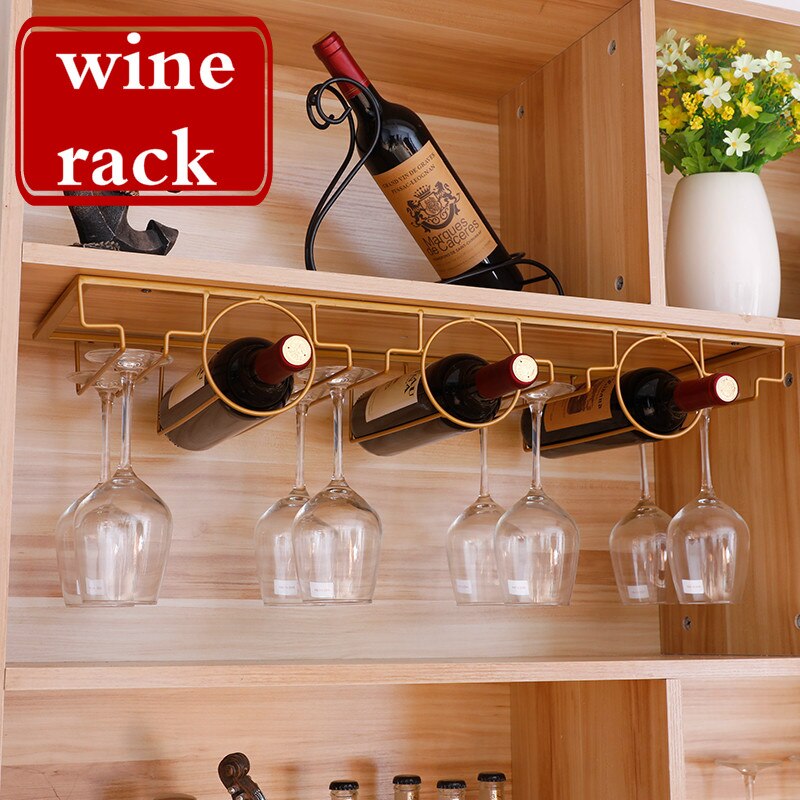 Glasreol husholdnings hængende vinkopholder bar bæger stilktøj opbevaringsstativer europæisk vinreol hylde bøjle bar organisator