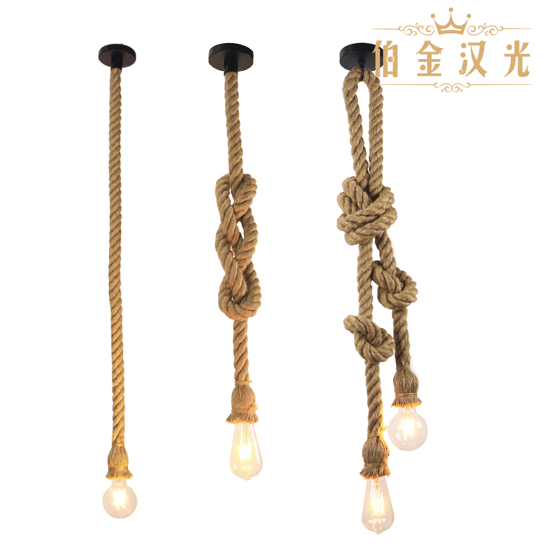 Corde de chanvre pendentif lumières vintage rétro personnalité industrielle suspension lampe pour loft salon restaurant Edison lampe à main