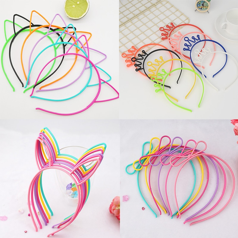 M mism 1 st tjejer katt öron pannband krondiadem prinsessa med plast djur hår band fjäril rosett tillbehör huvudbonad tjej