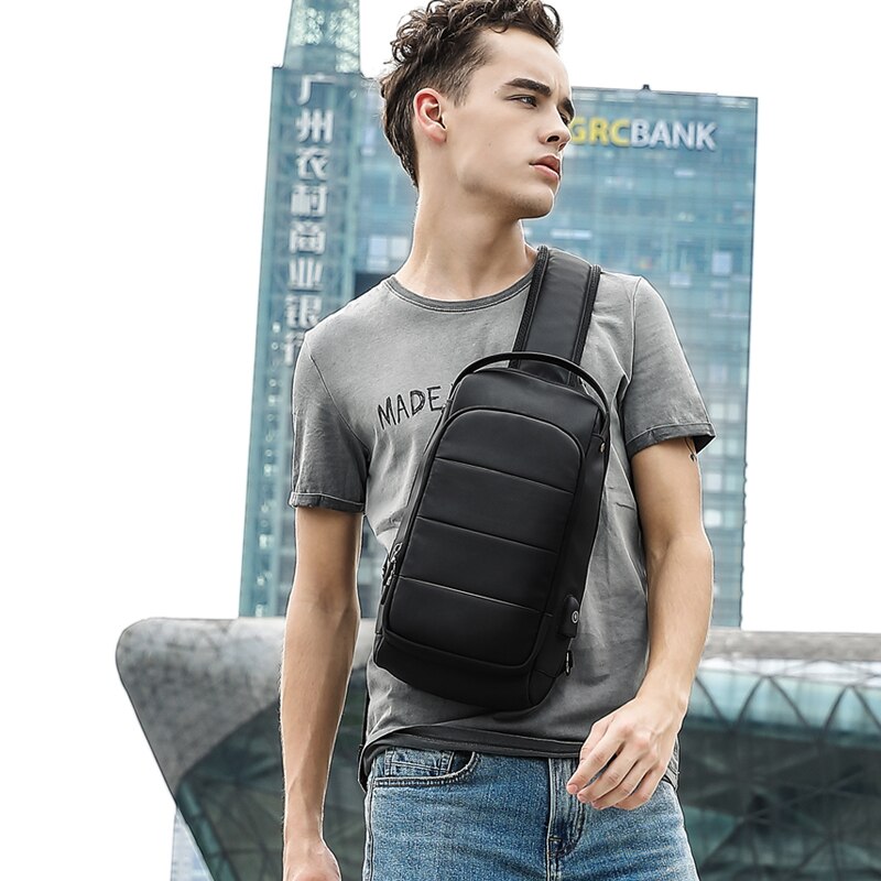 KAKA Waterdichte Grote capaciteit Mode Mannen Sling Bag Fit voor 9.7 inch Crossbody Korte Trip Mobiele Telefoon Tas