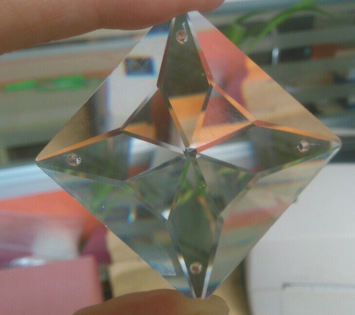 10 st/lot , 30mm 4 hål kristallglas facetterade fyrkantiga pärlor  k9 kristallkrona prismpärlor