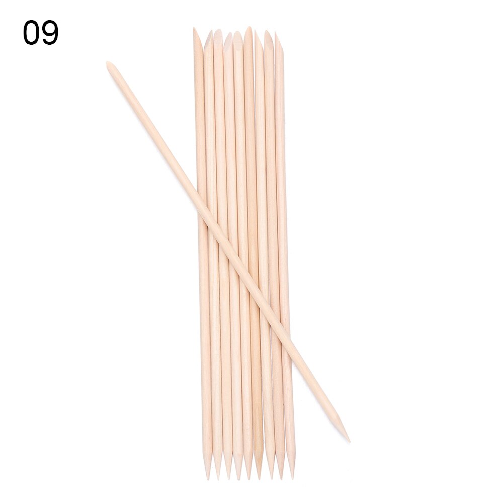 10/30/50/100 stk orange træpinde til neglebånd pusher neglebånd fjern værktøj gafler til negle eksfoliering manicure værktøj neglekunst: 9 10 stk
