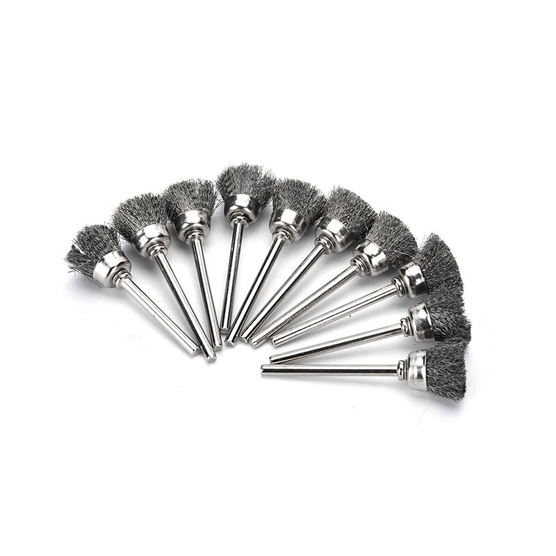 10 stuks roestvrijstalen draadbeker miniborstels, geschikt voor dremel-rotatiegereedschap accessoire 13mm