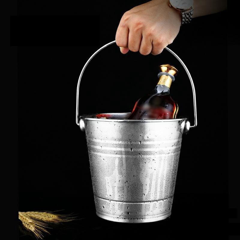 2 Pack Stainless Steel Ice Bucket with Handle Ice Square Container for Wine Champagne Beer Party Bar Tools