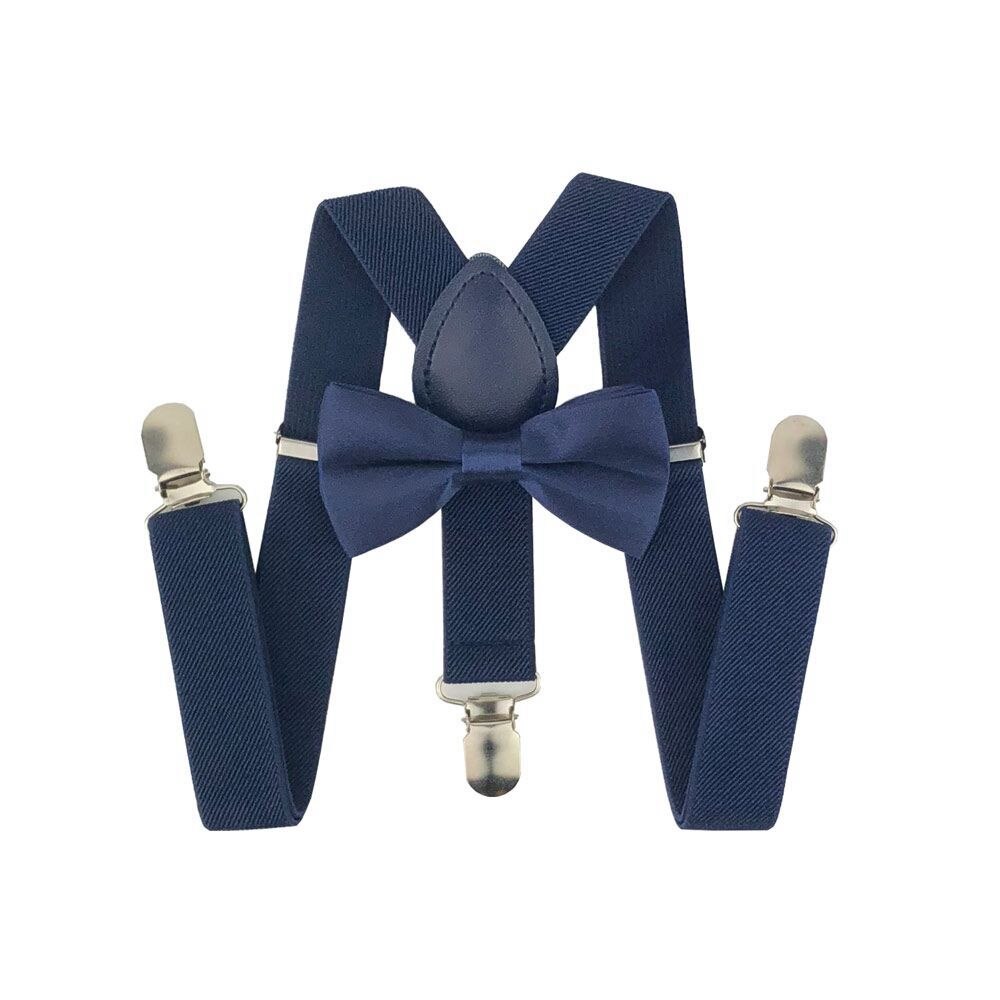 AEbone Bow Tie Suspenders for Children Pink Bowtie Braces Girls Baby Boys Tirantes Para Bebe Wedding Party Sus38: navy