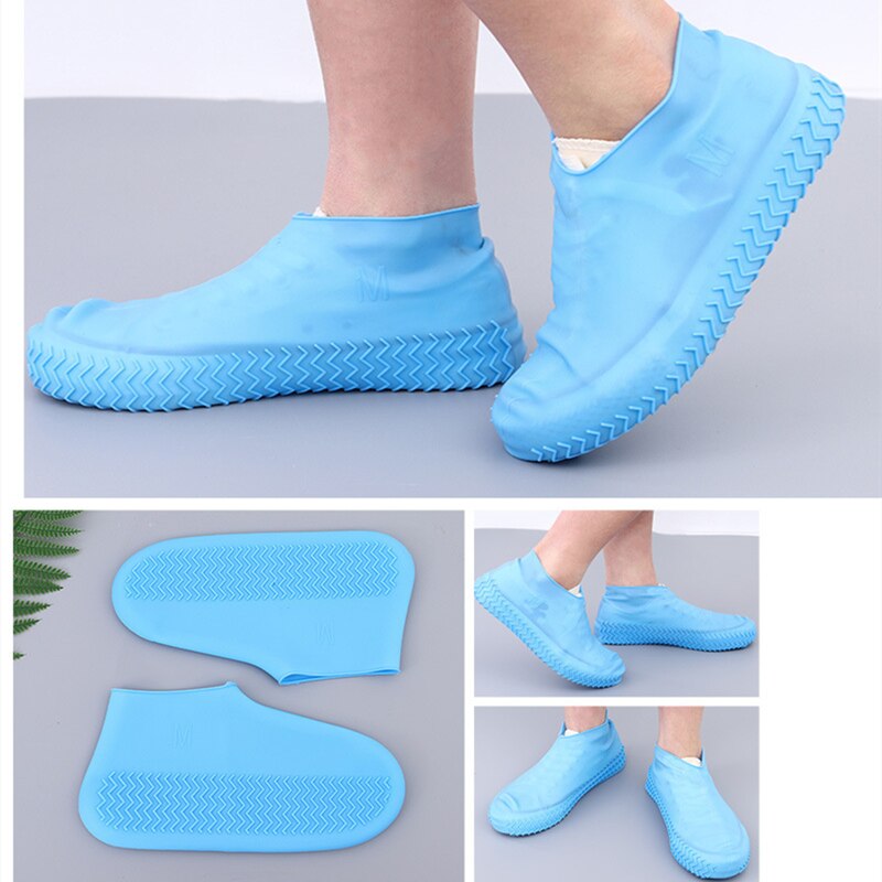 Scarpa da pioggia in Silicone per esterni copertura impermeabile per uomo e donna copriscarpe addensato antiscivolo fondo resistente all&#39;usura bambini antipioggia: Blue / L