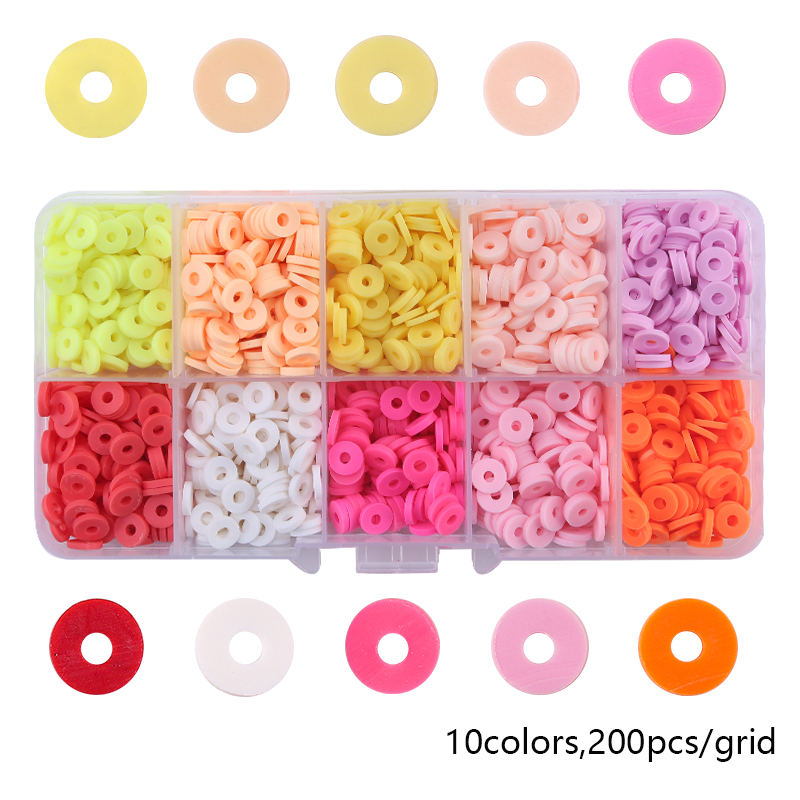 6mm Flat Beads Set Polymer Clay Beads For Jewelry Making With Pearl letter Beads Bracelets Necklace Earring DIY Handmade Craft: Pink