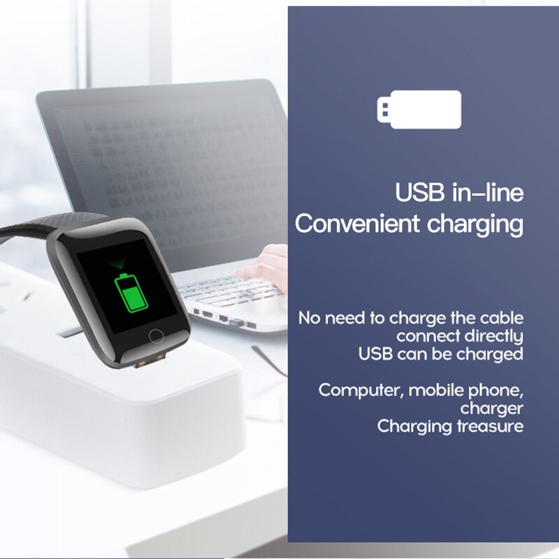 Smart Horloge Hartslag Fitness Tracker Polsband Mannen Vrouwen Bloeddrukmeter Waterdichte Sport Touch Smartwatch Voor Android