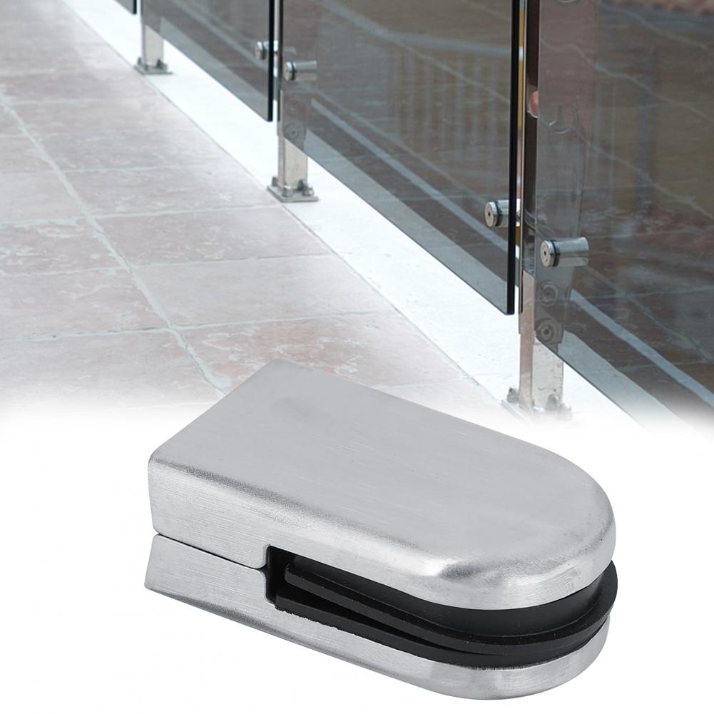 201 Stainless Steel Glass Clamp Bracket Flat Back Anti-rust Sturdy Flat Surface Round Glass Clamp for Balustrade Staircase