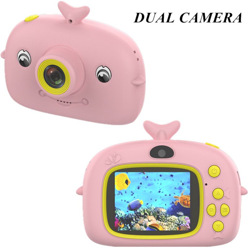 Cámara de Niños de juguete de vídeo 1500w Pixel niños de dibujos animados Linda Cámara al aire libre Photog: Pink Dual Camera