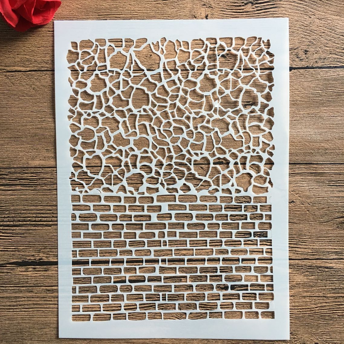 Stencil di design formato A4 per pittura murale Scrapbooking Timbro Album Decorativo Goffratura Carta artigianale Stencil quadrati in mattoni fai-da-te: Argento