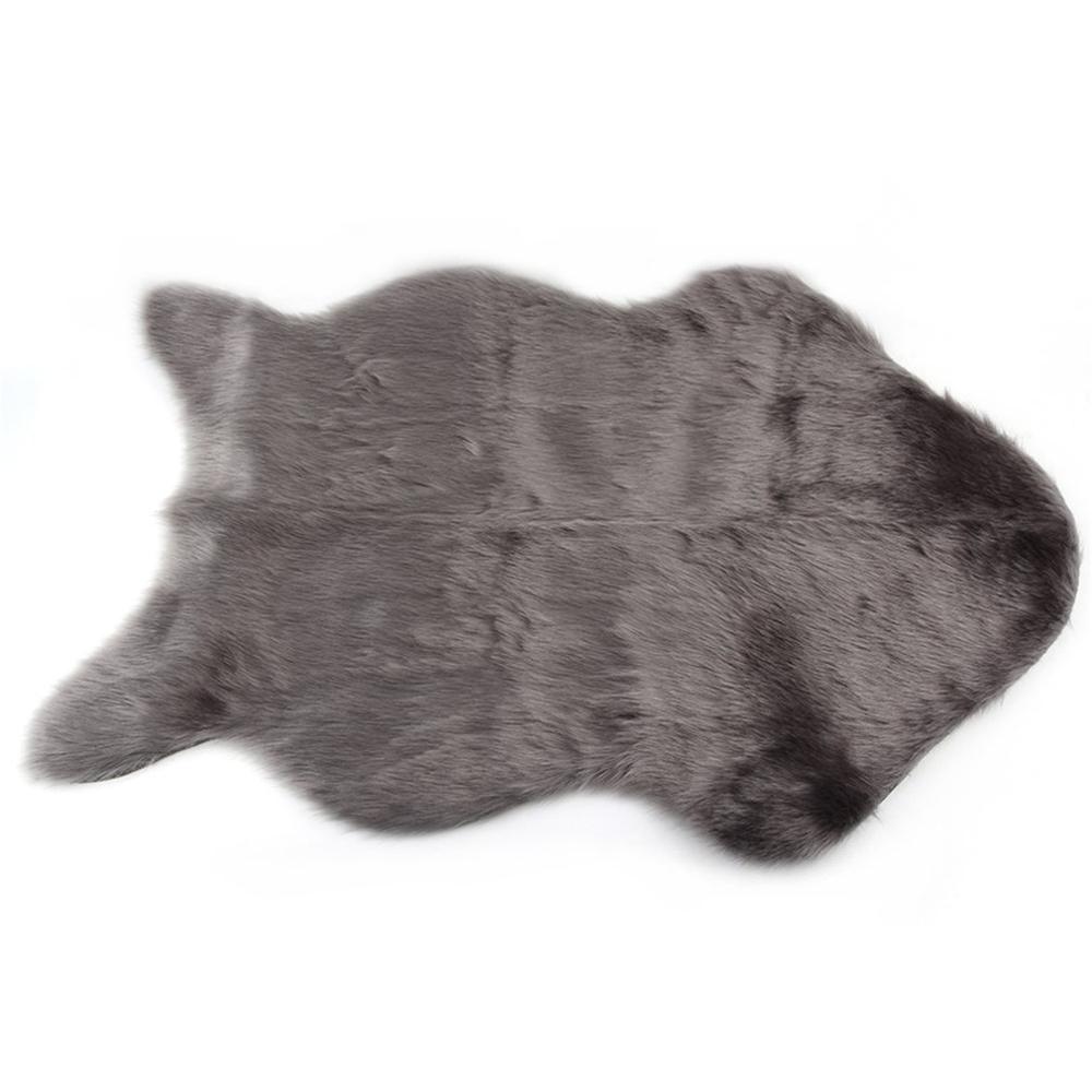 Tapis moelleux en fausse fourrure, lavable, en fausse peau de mouton, couvre-siège , pour chaises de sol: gray