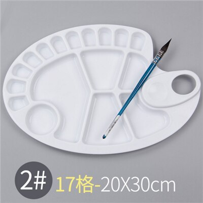 Oval Plastic Palette Art Paint Plastic Drawing Tray Color Palette For Oil Watercolour White Painting Pallet With Thumb Hole: 2