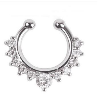 Vintage Clip on Earrings Crystal Ear Cuff Non Pierced Earrings Nose Ring Women Earrings punk rock earcuff brincos