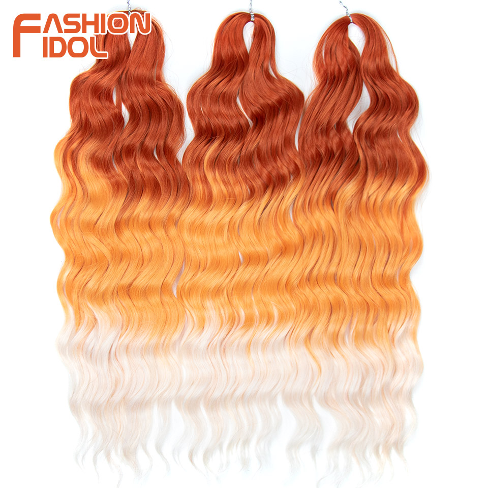IDOL 24 Inch Synthetic Hair Water Wave Braiding Hair Extensions Ombre Rainbow color Deep Wave Curl Twist Crochet Hair