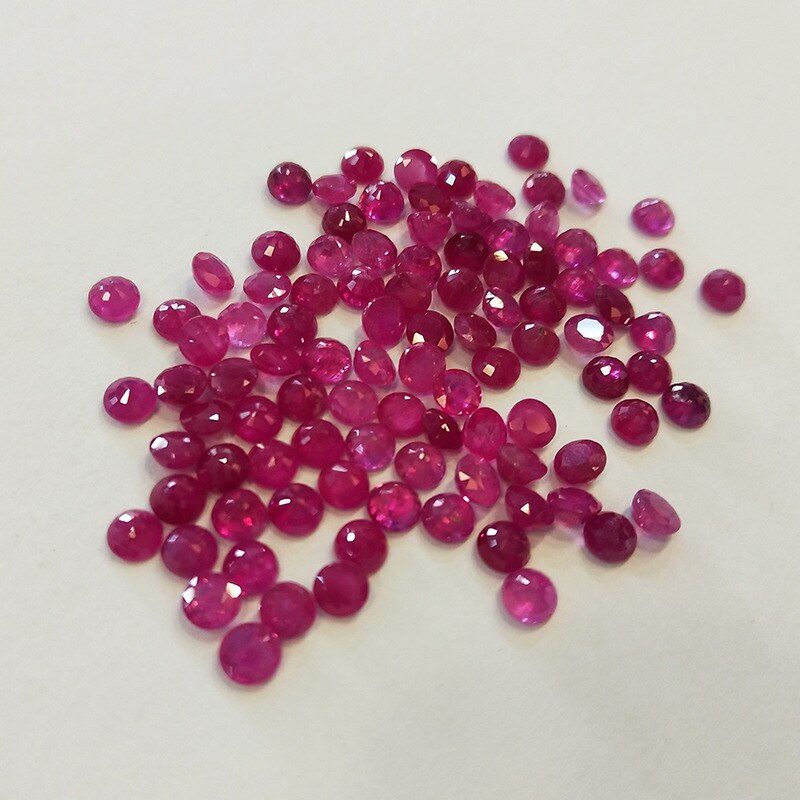 Wong Rain Top 1 PCS Natural 3.5 MM Round Natural Unheated Ruby Loose Gemstones DIY Stones Decoration Jewelry