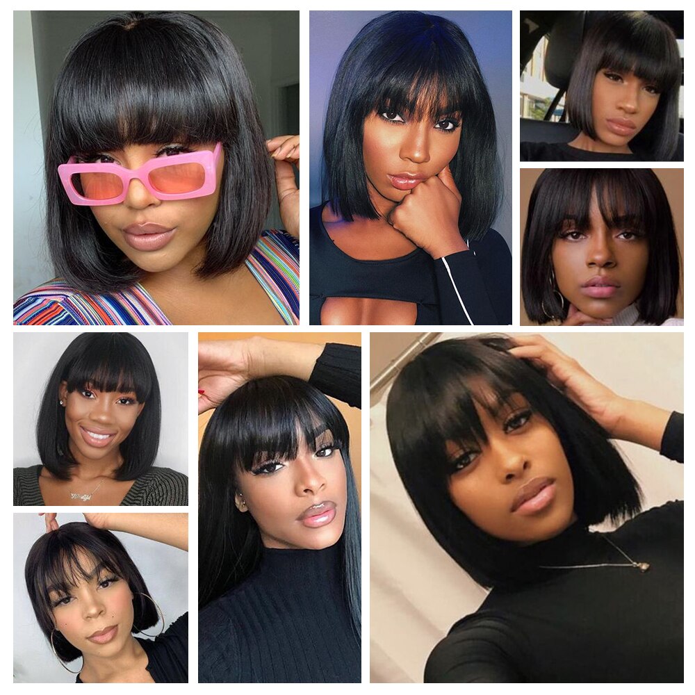 straight cut bob with bangs