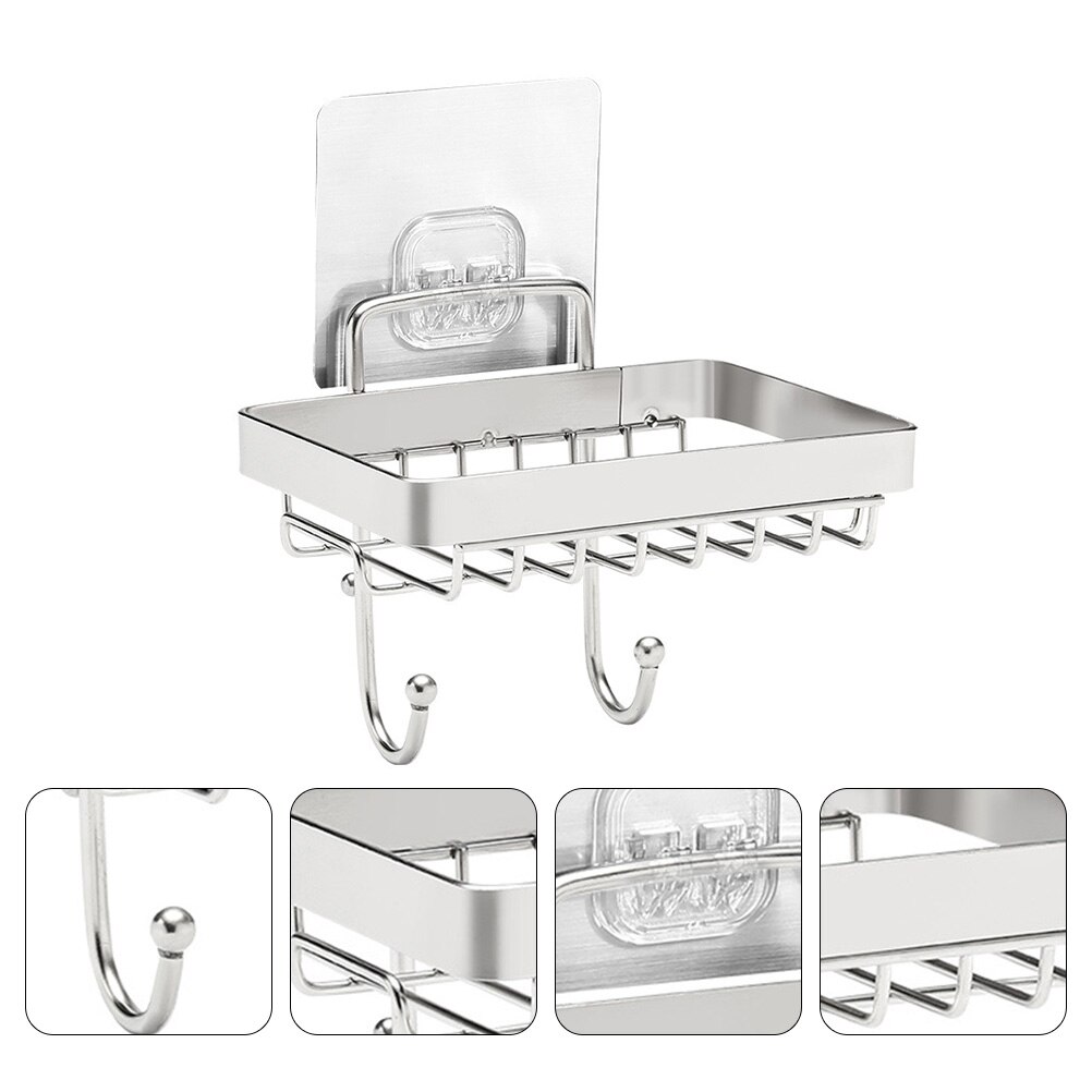 Jabonera de acero inoxidable, soporte de pared para jabón, ducha y baño: Default Title