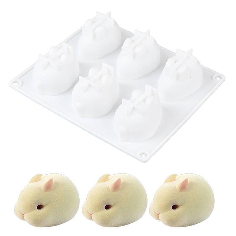 Cake Decorating Moulds Siliconen 3D Bunny Konijn Cake Mallen Siliconen Mallen Voor Bakken Dessert Mousse 6 Vormen