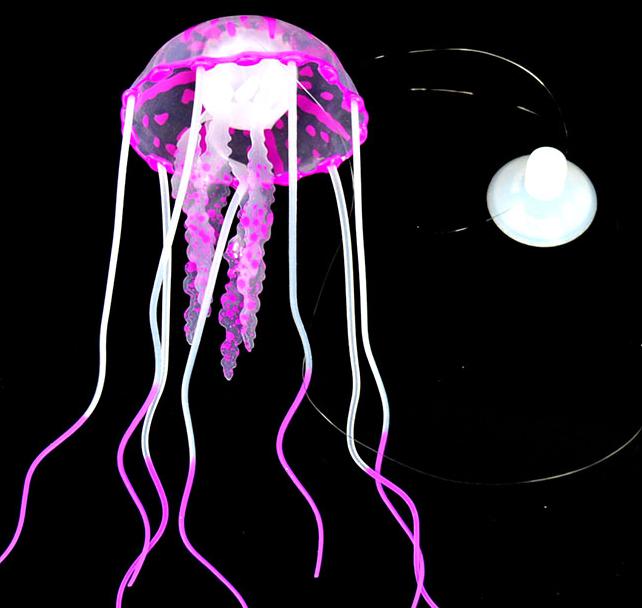 de medusas artificiales de silicona con efecto brillante, accesorios para pecera, adorno de Medusa de acuario: purple