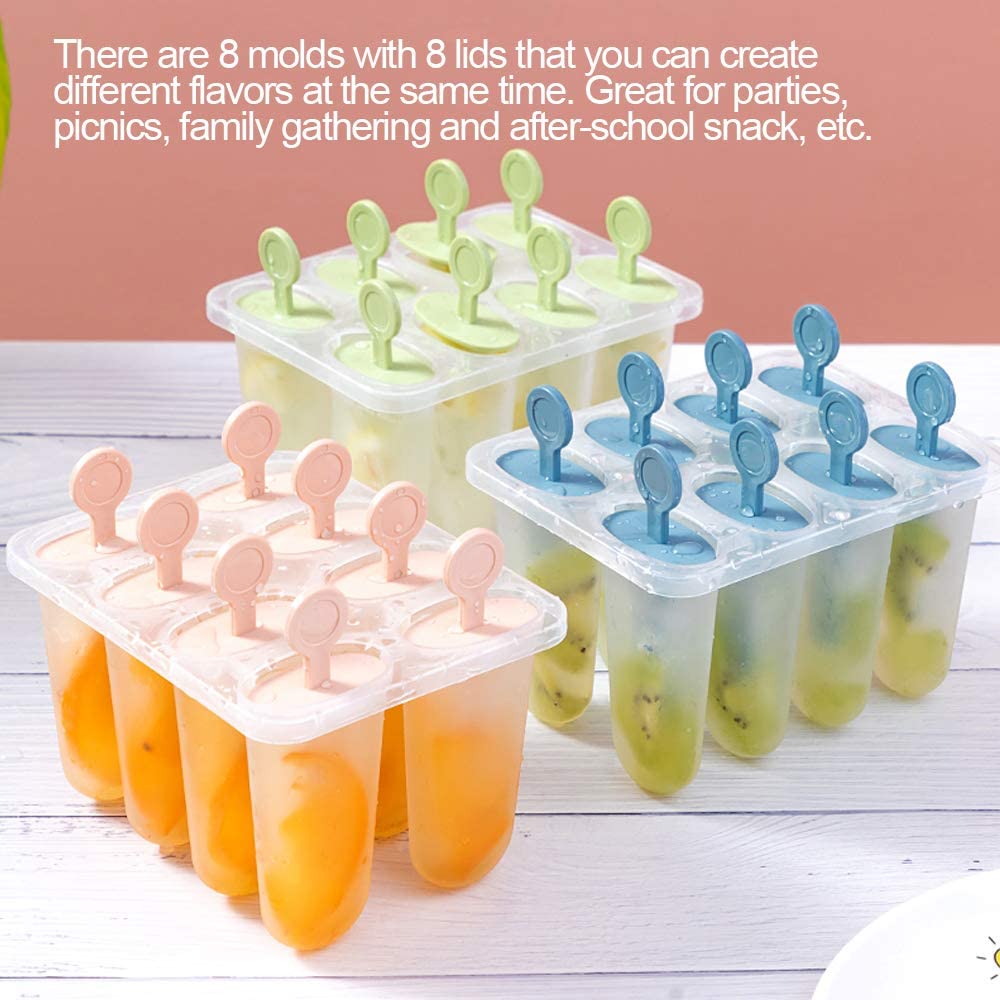 8Pcs Ice Cream Mold Popsicle Molds DIY Homemade Ice Cream Popsicle Plastic Ice Maker Mould For Home Kitchen DIY Food