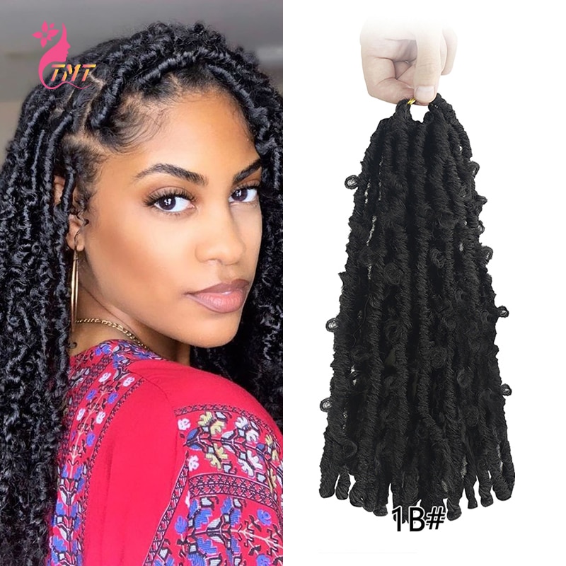 Synthetic Butterfly Locs Crochet Hair Braids For Black Women 18Inch Butterfly Bob Locs Crochet Braids Hair