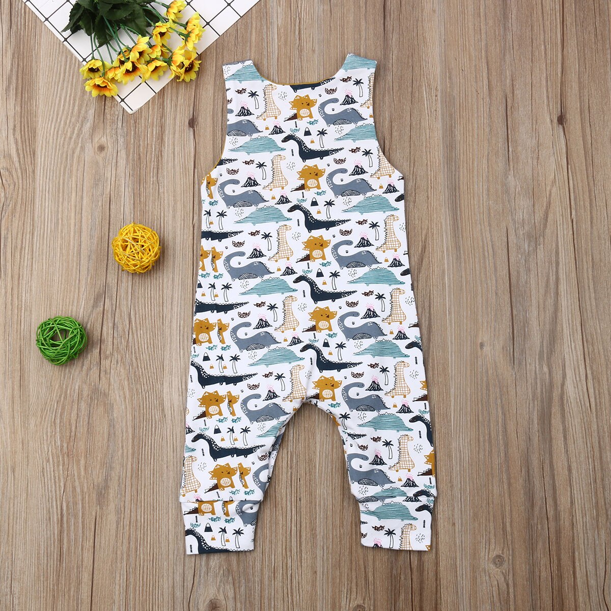 Pudcoco Zomer Pasgeboren Baby Jongen Meisje Kleding Mouwloze Katoen Leuke Dinosaurus Print Romper Jumpsuit Outfit Playsuit