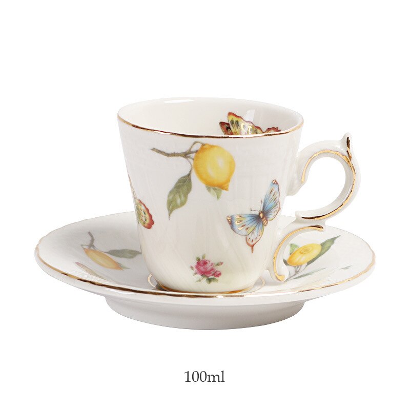 European Vintage Coffee Cup Saucer Set Ceramic Phnom Penh Teacup Teapot Home Kitchen Supplies Party Tea Set Housewarming: Cup 100ml
