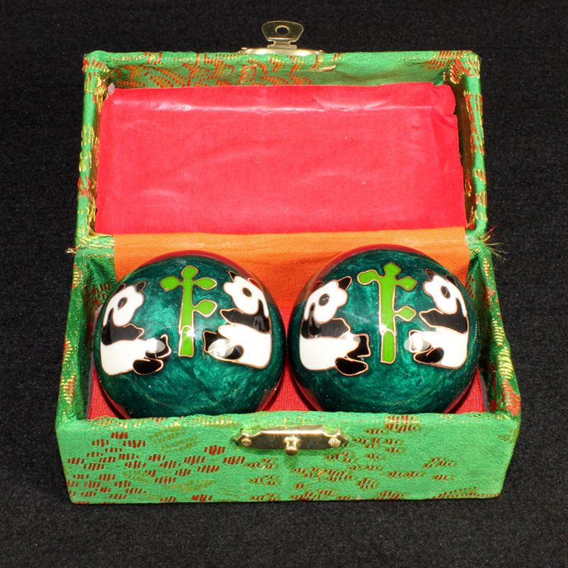 Bolas de salud chinas Baoding, esfera con esmalte, bolas de masaje para terapia de manos, un par: Green-C