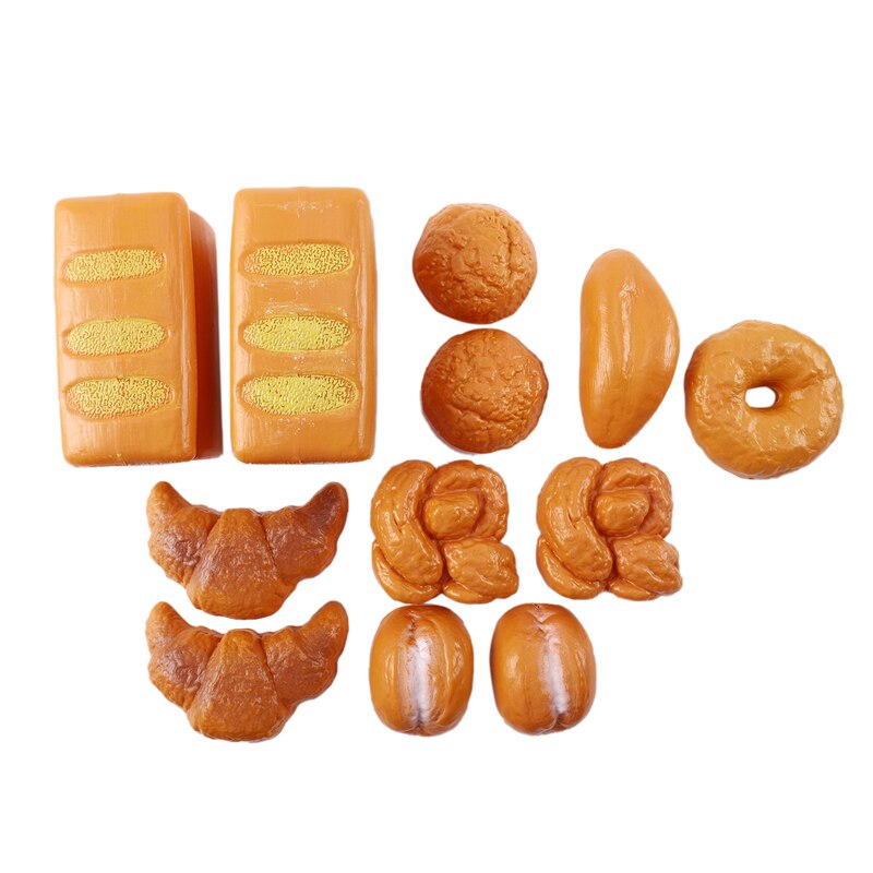 12 Piece Simulation Bread Set, Pretend Play Toy Food Simulation Cake Toy Playset for Kids: Default Title