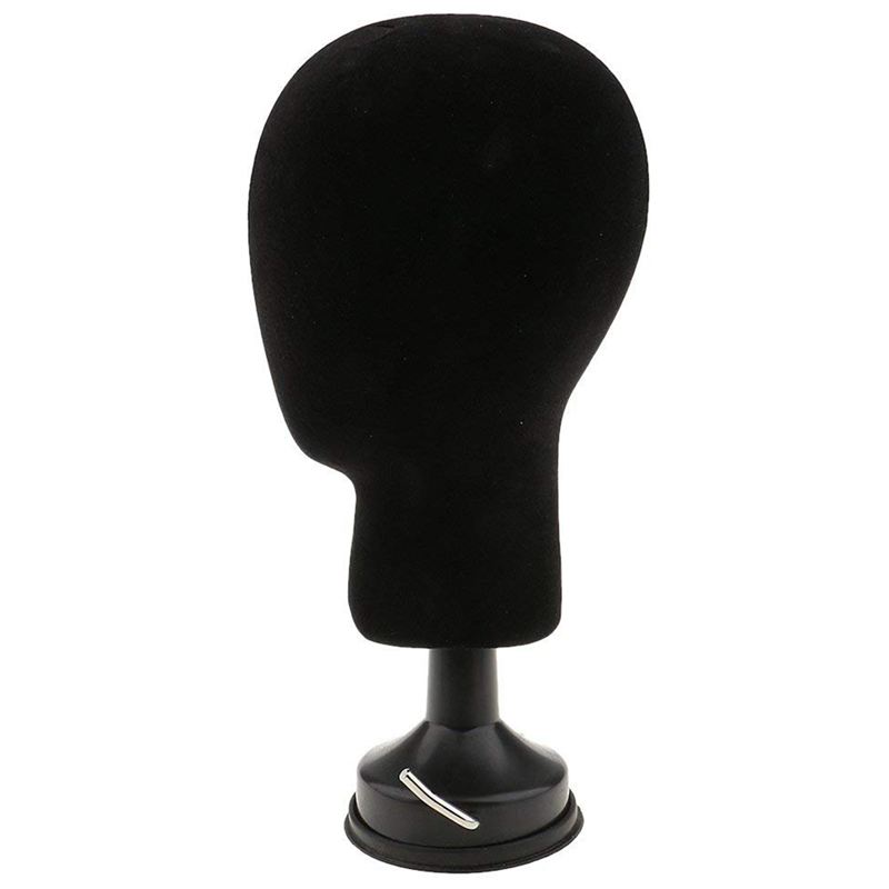 Polystyrol Schaum Mannequin Gesicht Modell Kopf Perücke Halfter Brillen Brillen Mit Basis Halterung-Schwarz, 35cm