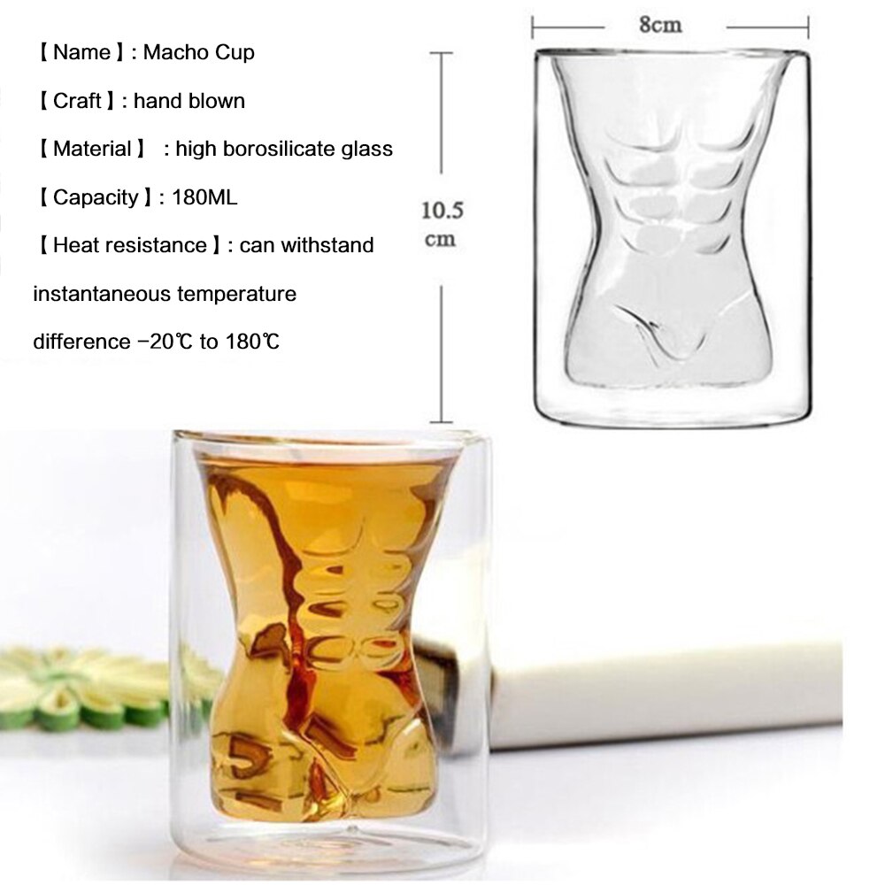 Rose Double Wall Glass Cup Wine Whiskey Glasses Transparent Cup 180ml For Whiskey Brandy Wine Vodka Beer Cocktail Cup