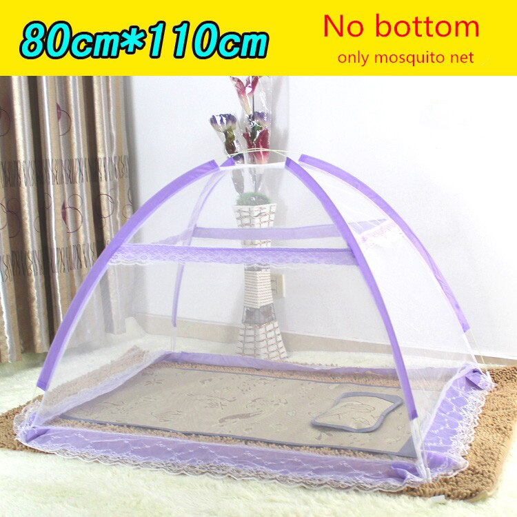 Sød baby krybbe net bærbar foldbar komfortabel baby mongolsk yurt myggenet baby seng telt myggenet: Lilla 80 x 110cm
