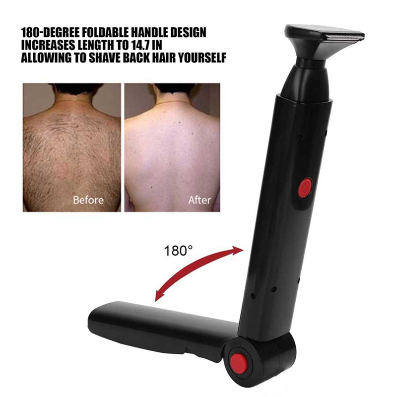 Rasoir électrique pour le dos, USB, pliable, Double face, pour l'épilation du corps, sécurisé