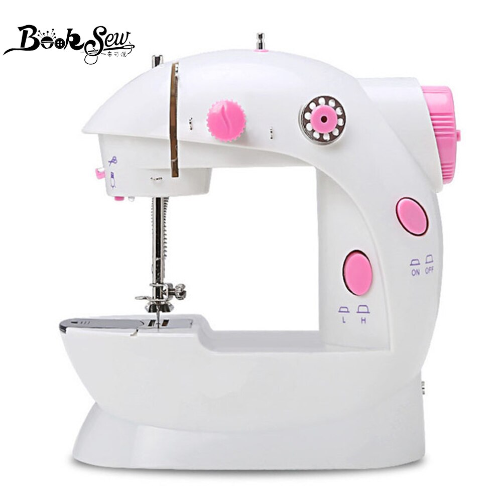 Sewing Machine Portable Household Mini Sew With Foot Pedal Night Light Double Thread Pink Colour For Tailor Table