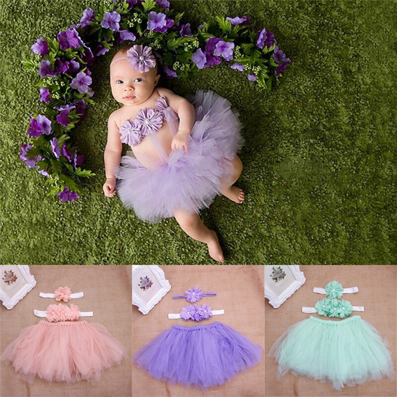 2018 moda bebê da criança menina flor roupas + hairband tutu saia foto prop traje outfits 3 pçs saia jul17_17