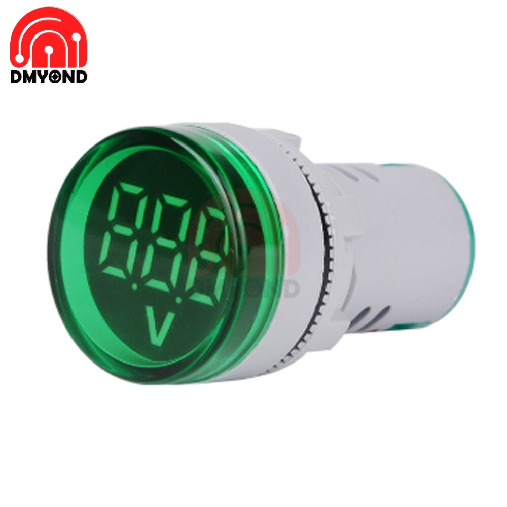 0-100v dc 12v 24v 22mm runde ledet digitalt display voltmeter spændingsmonitor indikator signal lys volt tester måleværktøjer: Grøn