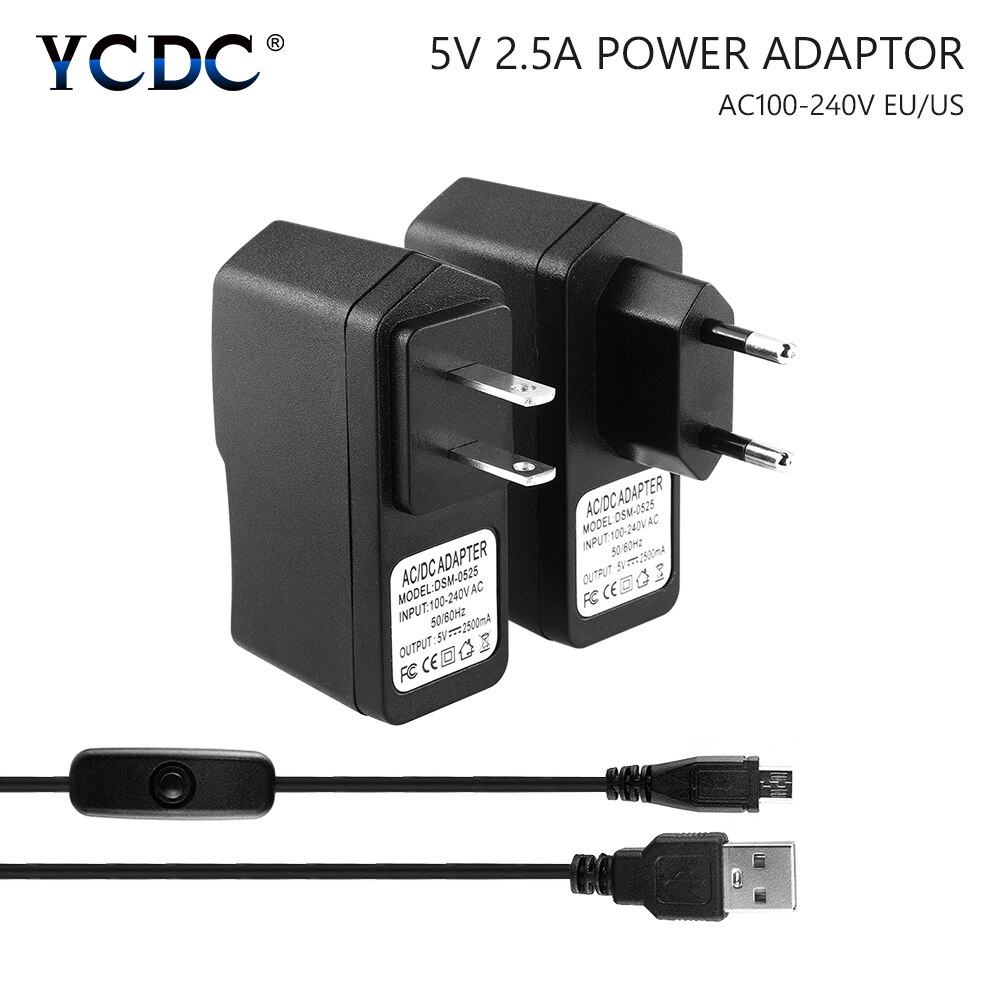 Verkkovirtalähde 5v 2.5a usb-laturisovitin mikro-usb-kaapeli led-nauhavalolle, langattomat reitittimet, keskitin