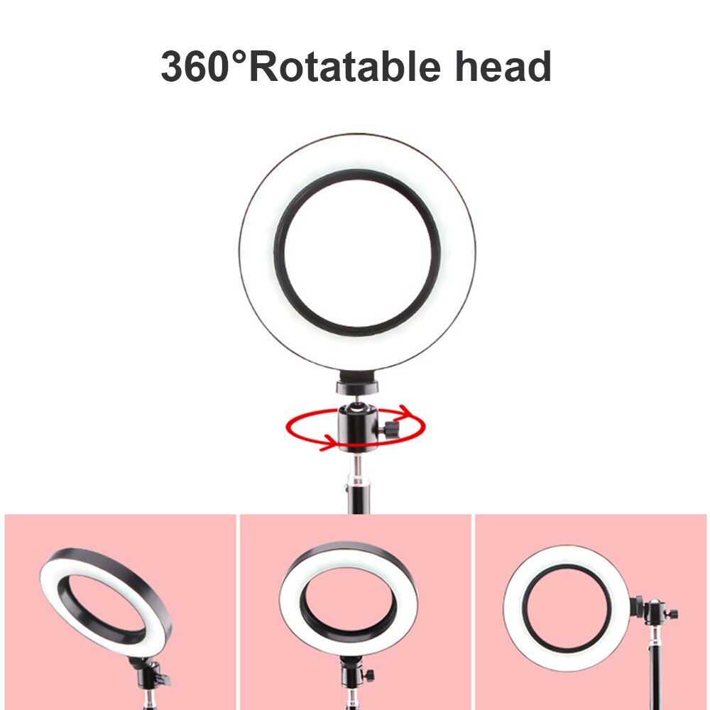 LEDGLE USB LED Floor Lamp Phone Dimmable lampara 16CM 26CM Ring Light High Tripod luminaria standing floor lamps for living room