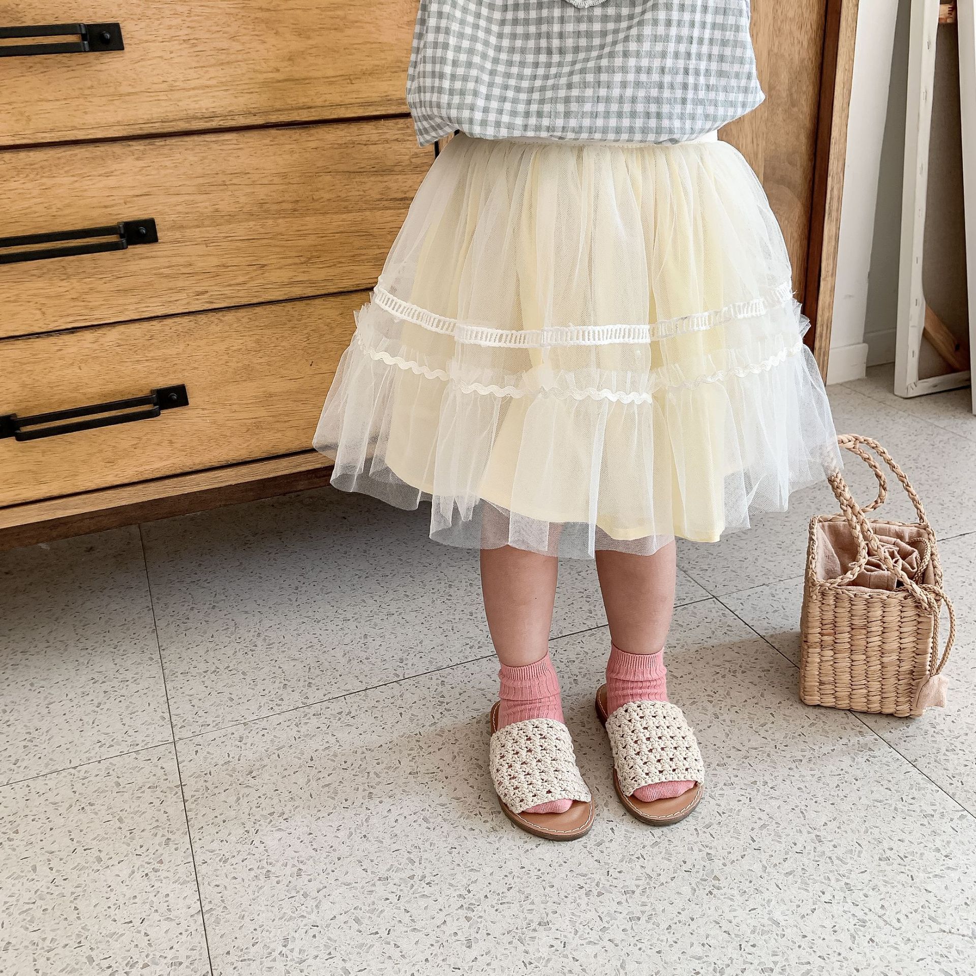 Lente Schattige Meisjes Mode Mesh Rokken Baby Meisje All-Match Prinses Bubble Rok: 4T