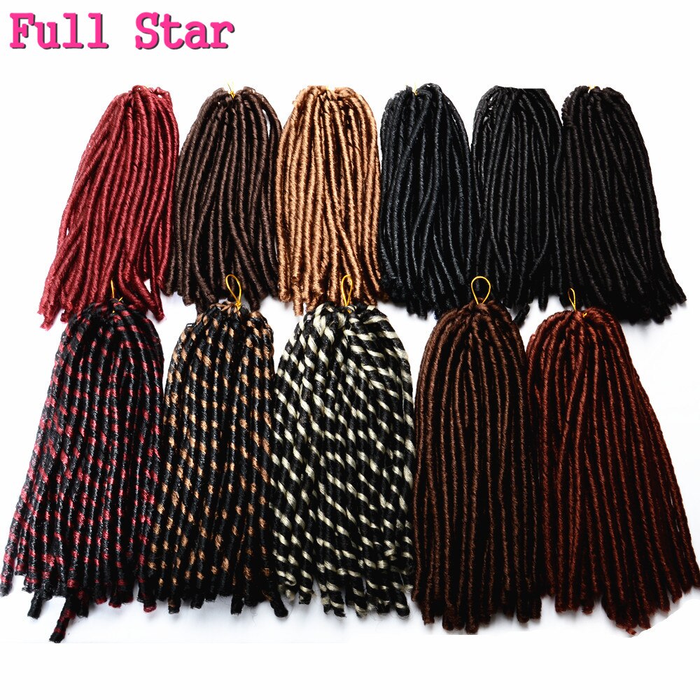 Soft Faux Locs Synthetic Hair 14&quot; 70g Jamaican Crochet Braids hair Full Star Brown Ombre Black Bug for Women Hair Extensions