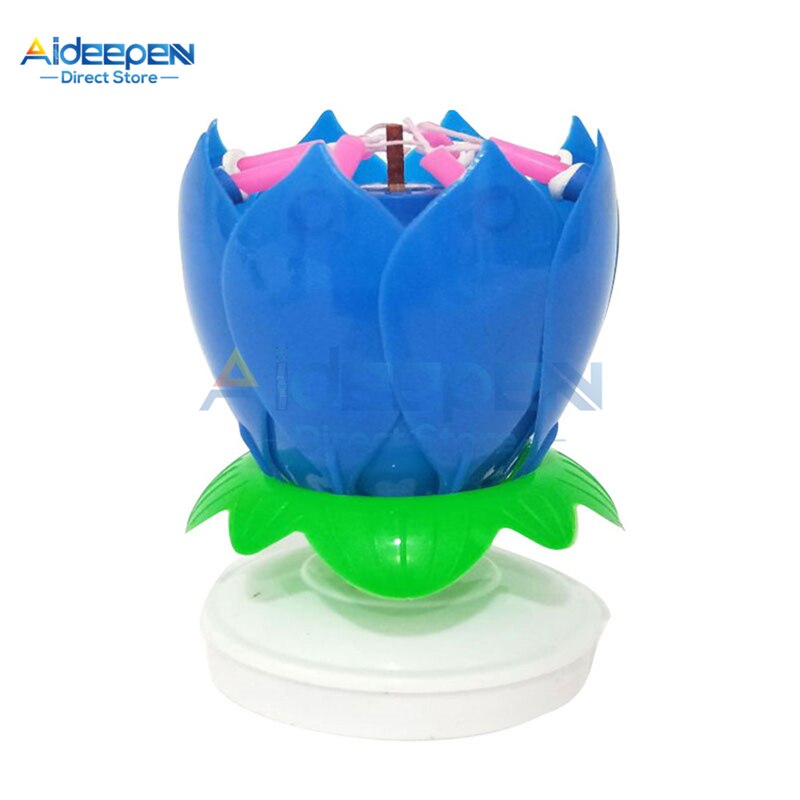 LotusBirthday-Velas giratorias de música, coloridas velas giratorias, Festival de Navidad, música decorativa, de boda, decoración de pasteles DIY: Rotating Blue
