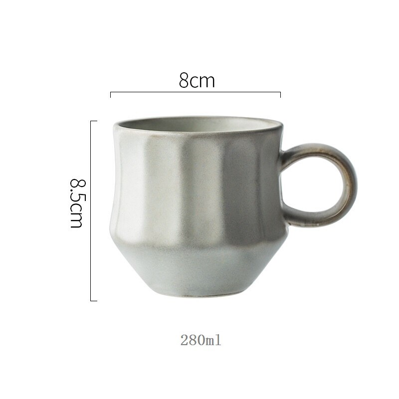 CHANSHOVA 225 to 350ml retro craft threaded ceramic coffee cup and saucer set porcelain threaded milk tea cup set H323: 2