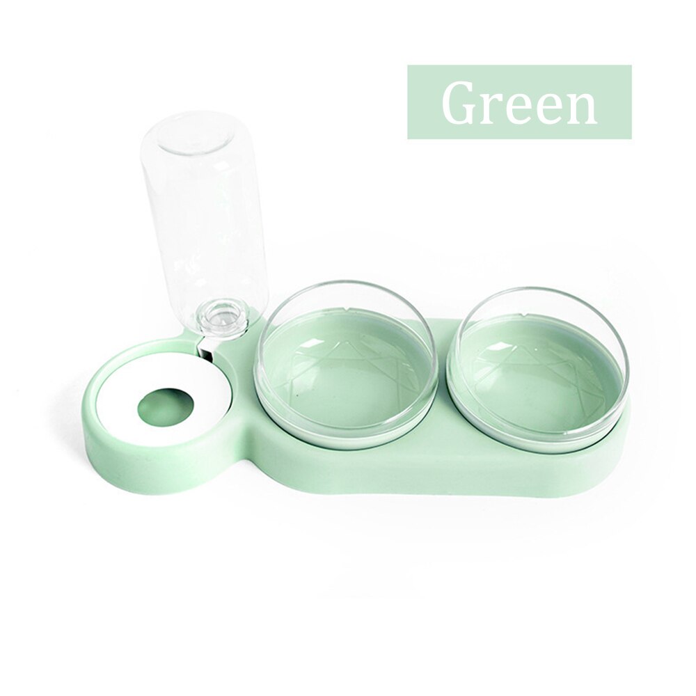 Double Pet Bowls Dog Food Water Feeder Stainless Steel Pet Drinking Bottle Feeder Cat Puppy Feeding Bowl Small Pet Supplies: Green